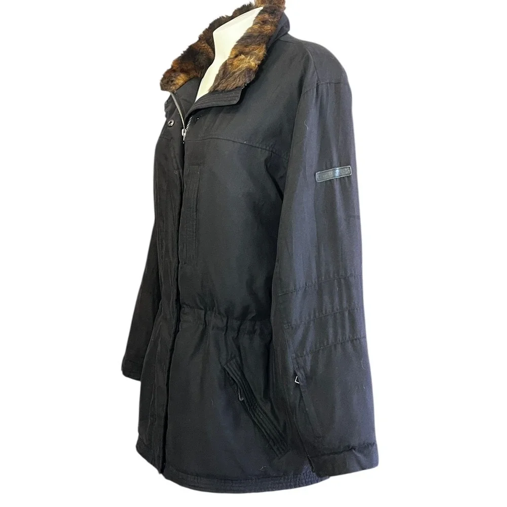 Ralph‎ Lauren Women's Black Faux Fur Trim Parka Jacket Authentic Size M